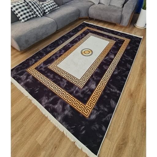 فرشینه | فرش چاپی برند حسن نیا چاپی هازان ترک طرح مدرن ورساچه کد h254 (پس کرایه)