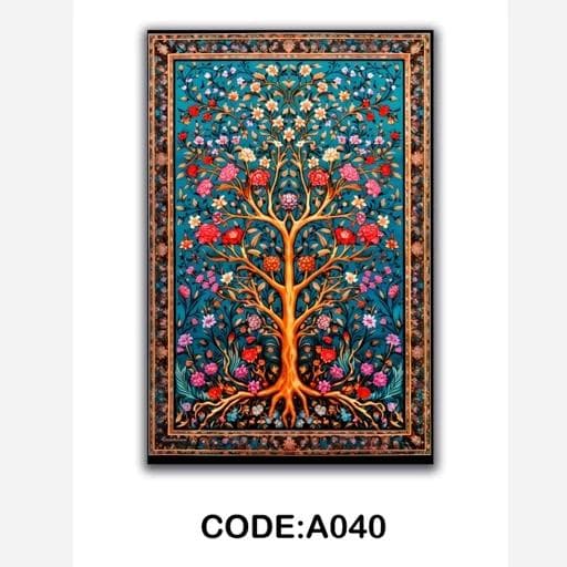 فرشینه | فرش چاپی برند حسن نیا چاپی مخمل طرح درخت 040 (پس کرایه) — تصویر ۶