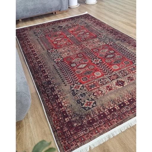 فرشینه | فرش چاپی برند حسن نیا چاپی هازان ترک طرح سنتی لاکی کد 156 (پس کرایه)
