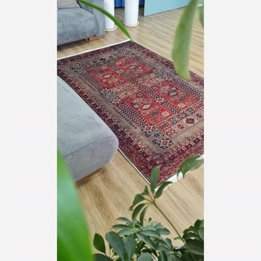 فرشینه | فرش چاپی برند حسن نیا چاپی هازان ترک طرح سنتی لاکی کد 156 (پس کرایه) — تصویر ۲
