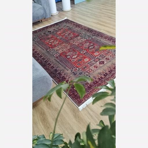 فرشینه | فرش چاپی برند حسن نیا چاپی هازان ترک طرح سنتی لاکی کد 156 (پس کرایه) — تصویر ۳