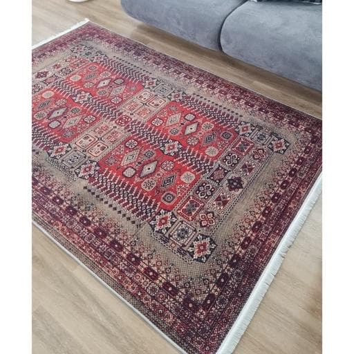 فرشینه | فرش چاپی برند حسن نیا چاپی هازان ترک طرح سنتی لاکی کد 156 (پس کرایه) — تصویر ۶