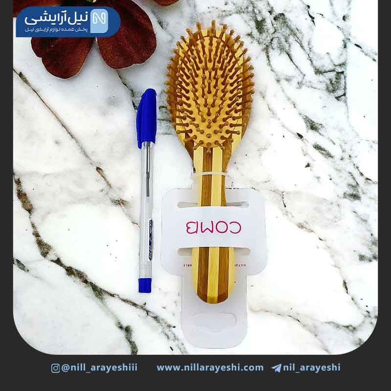 برس مو چوبی گرد راه راه درشت سایز کوچک