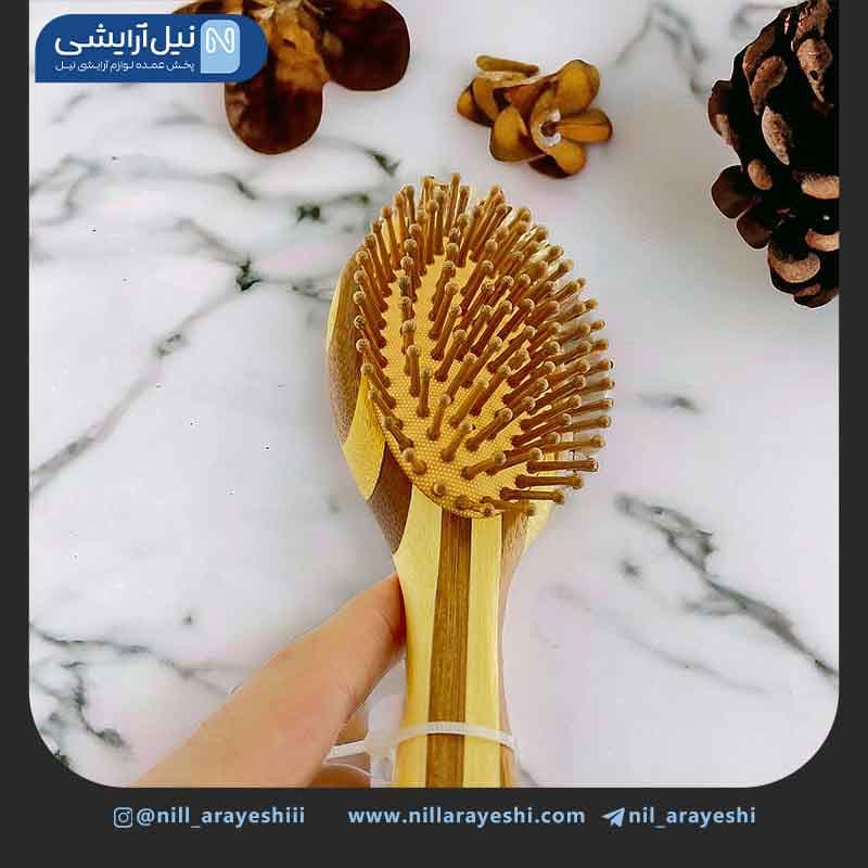 برس مو چوبی گرد راه راه درشت سایز کوچک — تصویر ۴