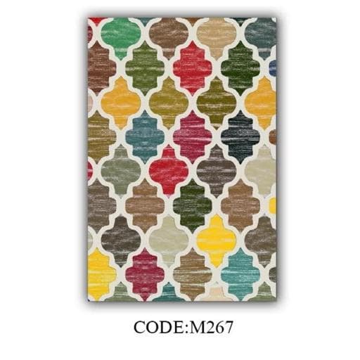 فرشینه | فرش چاپی برند حسن نیا چاپی گرد هازان ترک رنگی کد M267 (پس کرایه) — تصویر ۷