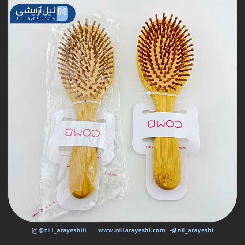 برس مو چوبی گرد راه راه ریز سایز کوچک — تصویر ۲