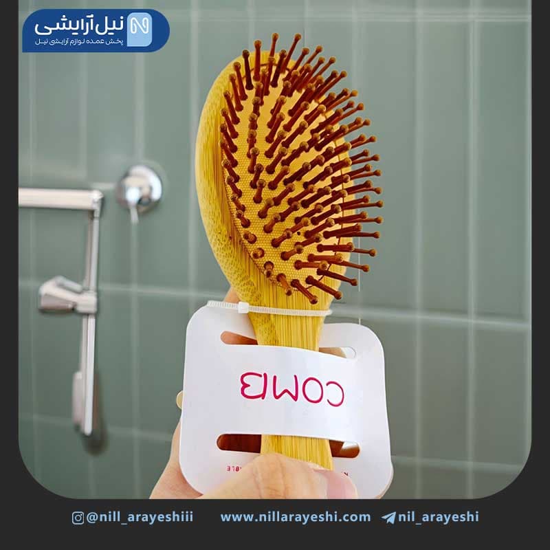 برس مو چوبی گرد راه راه ریز سایز کوچک — تصویر ۳