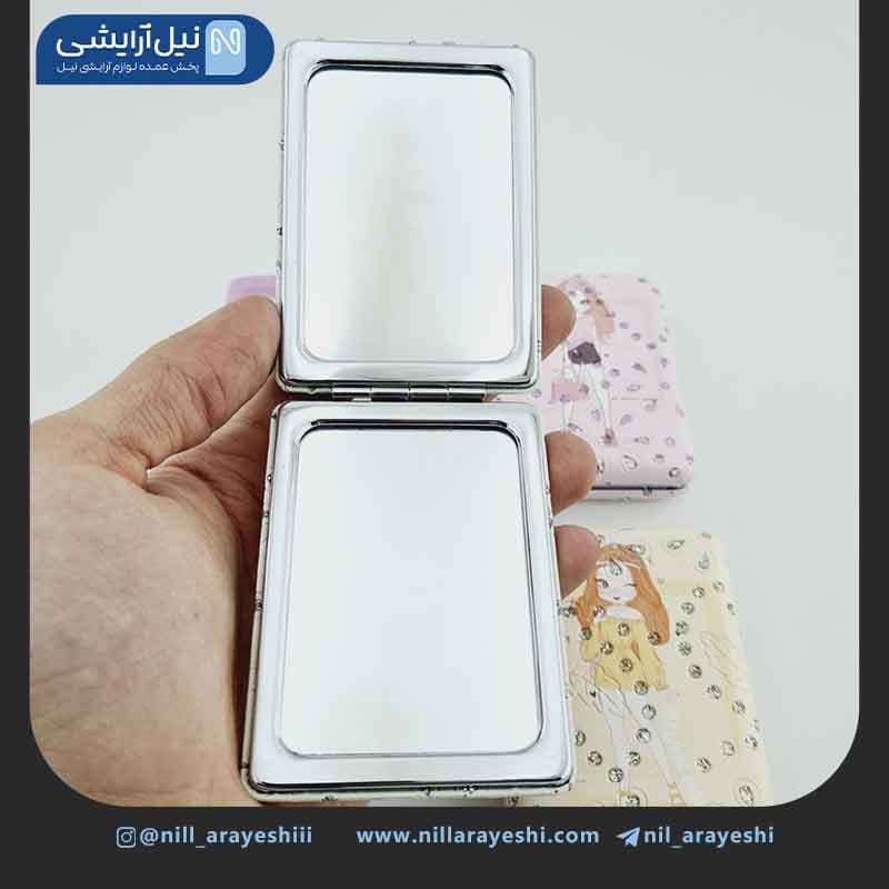 آیینه جیبی دو طرفه فانتزی نگین دار — تصویر ۶