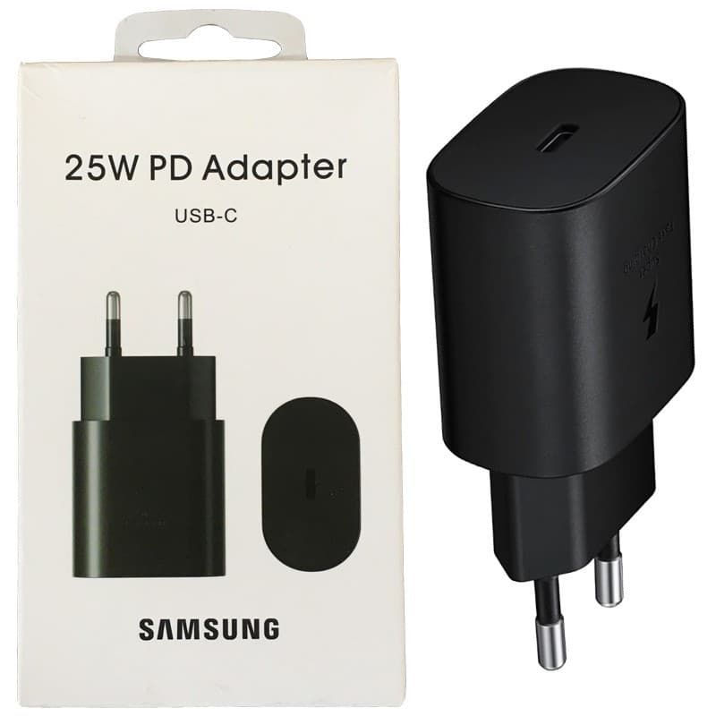 آداپتور شارژر 3 پین با پورت Type-c Samsung 25W PD پک سفید — تصویر ۲