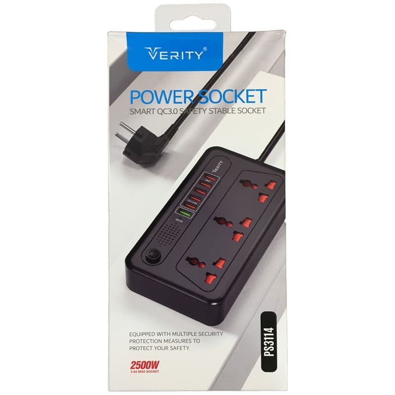 چند راهی 3 خروجی و 6 پورت USB2.0 متری QC3 Verity PS3114 — تصویر ۲