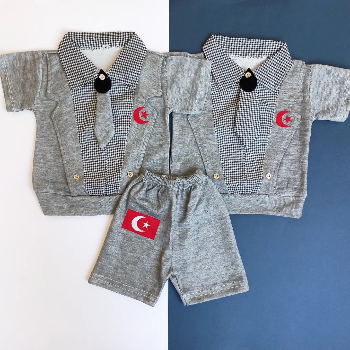 تیشرت شلوارک کراواتی ملانژ سایز 35،40