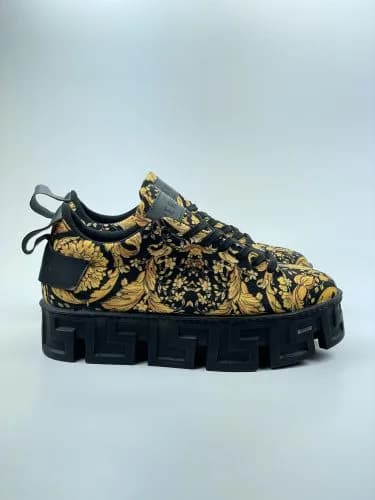 ونس ورساچه بندی چاپی طرح چاپی ورساچه versace مشکی طلایی زیره مشکی پارچه کرپ مخمل