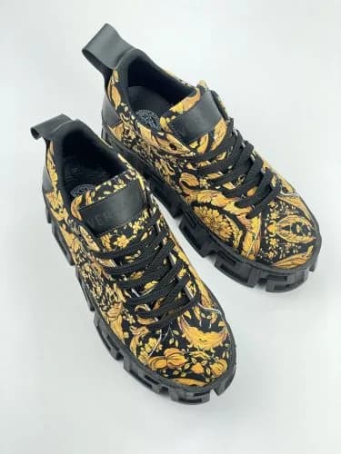 ونس ورساچه بندی چاپی طرح چاپی ورساچه versace مشکی طلایی زیره مشکی پارچه کرپ مخمل — تصویر ۴