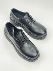 کد 2908 کفش بالنسیاگا BALENCIAGA لوفر بندی کلاسیک اسپرت رویه ساده چرم مشکی — تصویر ۷