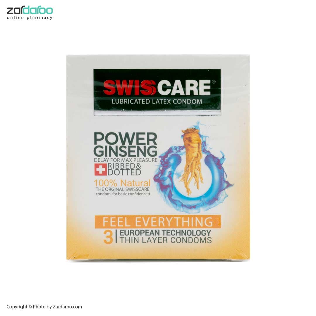 کاندوم تاخیری و خاردار 3 عددی مدل Power Ginseng سوئیس کر