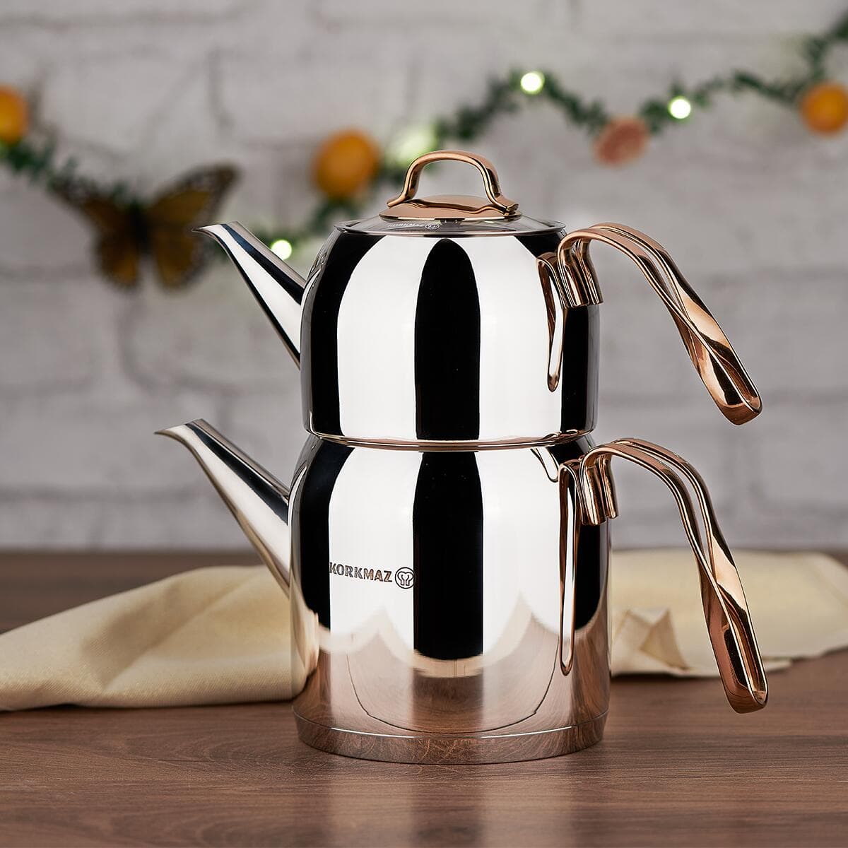 کتری و قوری مدل A192 کرکماز / KORKMAZ ROSANNA A192 KETTLE AND TEAPOT — تصویر ۲