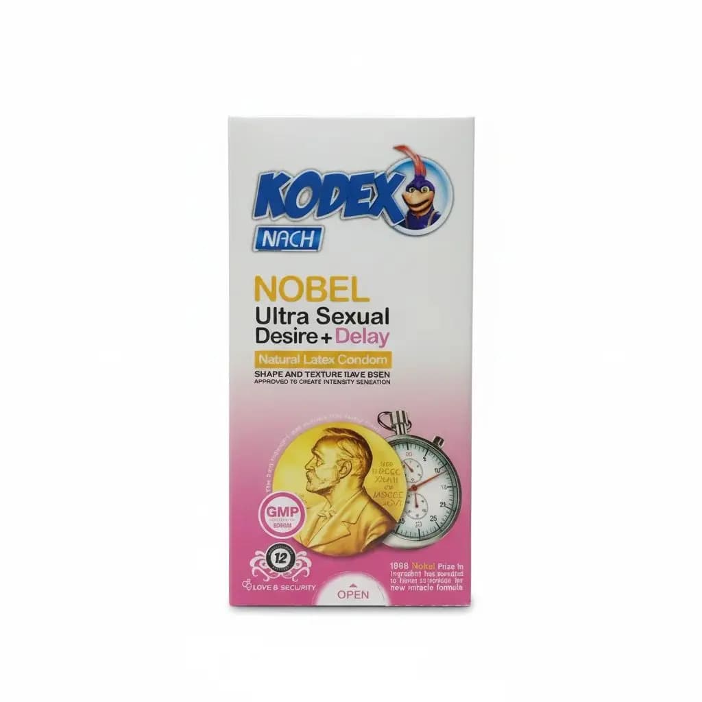 کاندوم کدکس مدل Nobel (نوبل) تاخیری و تحریک‌کننده بسته ۱۲ عددی