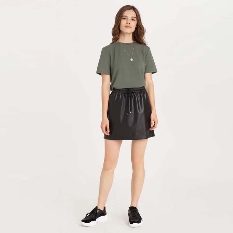 دامن چرم دخترانه اسپرت شیک مشکی برند ورو مودا دانمارک 156966 Vero Moda