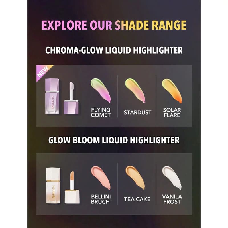 هایلایتر مایع کرومی شیگلم مدل CHROMA GLOW رنگ STAR DUST — تصویر ۳