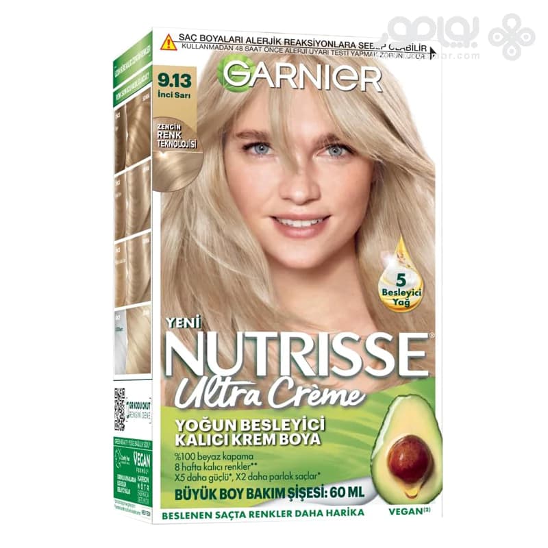 کیت رنگ موی گارنیر NUTRISSE شماره 9.13 رنگ بلوند صدفی روشن