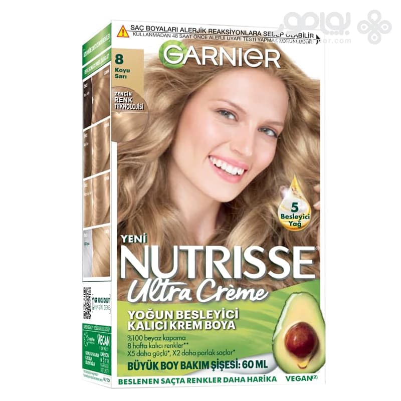 کیت رنگ موی گارنیر NUTRISSE شماره 8 رنگ بلوند روشن