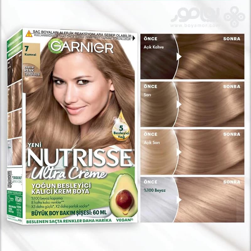 کیت رنگ موی گارنیر NUTRISSE شماره 7 رنگ بلوند متوسط — تصویر ۲