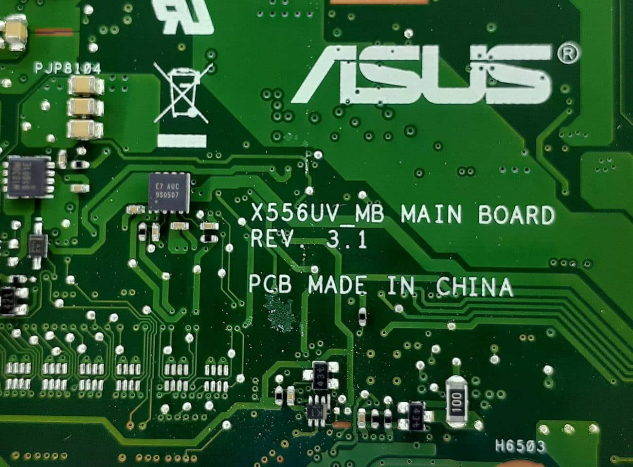 مادربرد لپ تاپ ایسوس X556UV REV. 3.1 I3-6 بدون گرافیک با رم 4GB — تصویر ۳