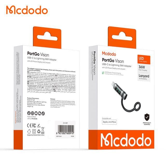 تبدیل پورت تایپ سی به لایتنینگ مک دودو مدل MCDODO OT-2610 با نمایشگر دیجیتال — تصویر ۷