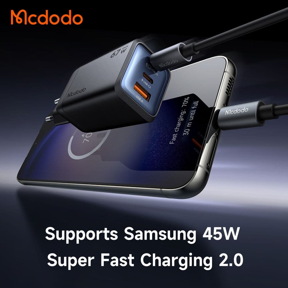 شارژر آداپتور دیواری مینی 3پورت 67وات مک دودو مدل MCDODO CH-0970 — تصویر ۲