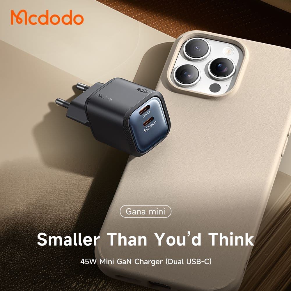 شارژر آداپتور دیواری مینی 45 وات 2پورت برند مک دودو مدل MCDODO CH-100 GaN — تصویر ۷
