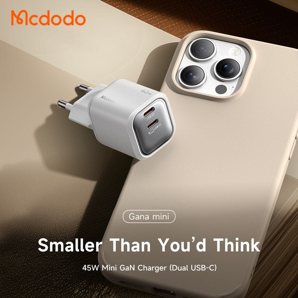 شارژر آداپتور دیواری مینی 45 وات 2پورت برند مک دودو مدل MCDODO CH-100 GaN — تصویر ۶