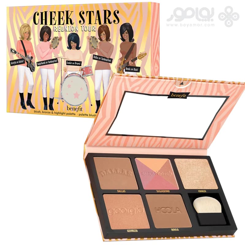پالت هایلایتر، برنزر و رژگونه بنفیت مدل CHEEK STARS — تصویر ۴