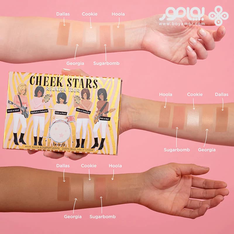 پالت هایلایتر، برنزر و رژگونه بنفیت مدل CHEEK STARS — تصویر ۷
