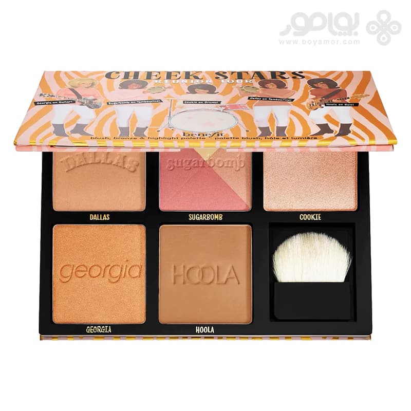 پالت هایلایتر، برنزر و رژگونه بنفیت مدل CHEEK STARS