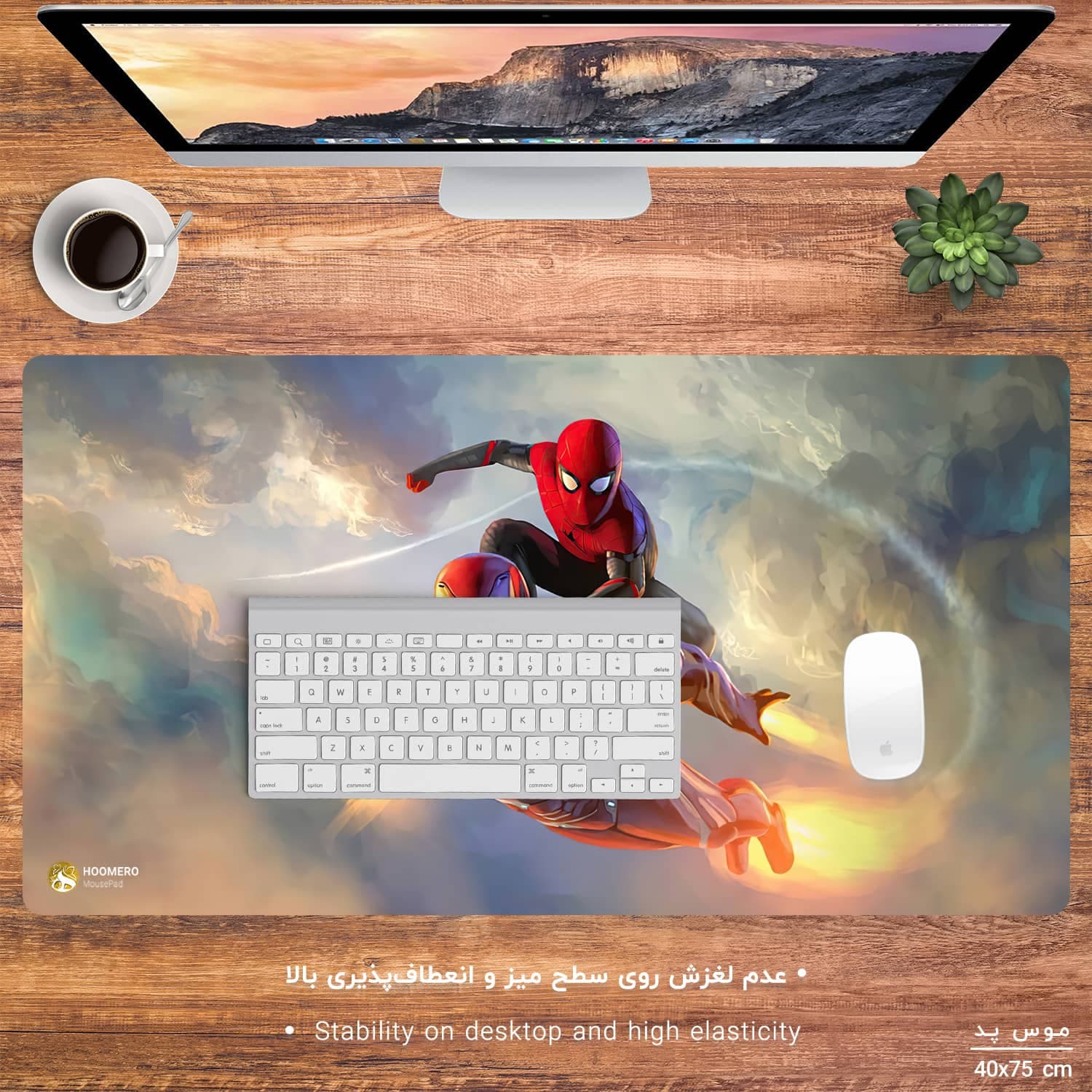 دسک پد هومرو طرح مرد عنکبوتی مرد آهنی مدل MX918 سایز 40×75 سانتی‌متر — تصویر ۲