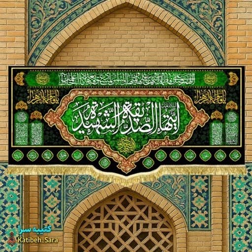 کتیبه مخمل پشت منبری فاطمه الزهرا(س)ایتها الصدیقه الشهیده