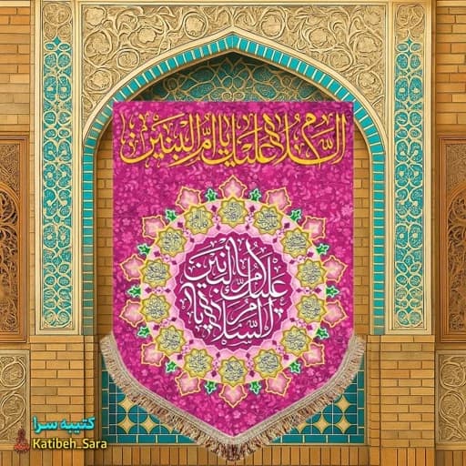 کتیبه مخمل عمودی السلام علیک یا ام البنین(س)