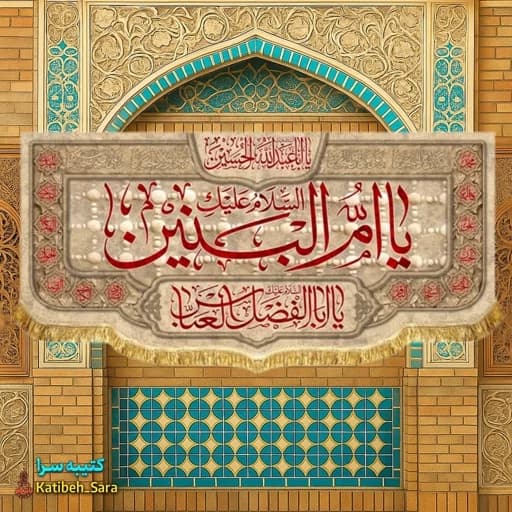کتیبه مخمل السلام علیک یا ام البنین(س) .