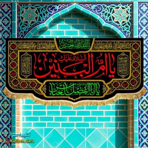 کتیبه مخمل السلام علیک یا ام البنین(س).