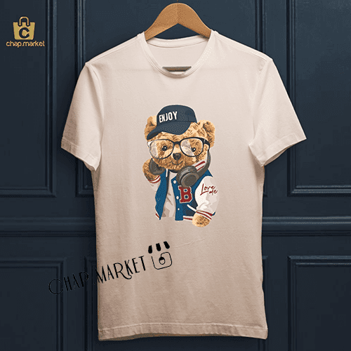 تیشرت سفید پنبه طرح تدی کد(002)