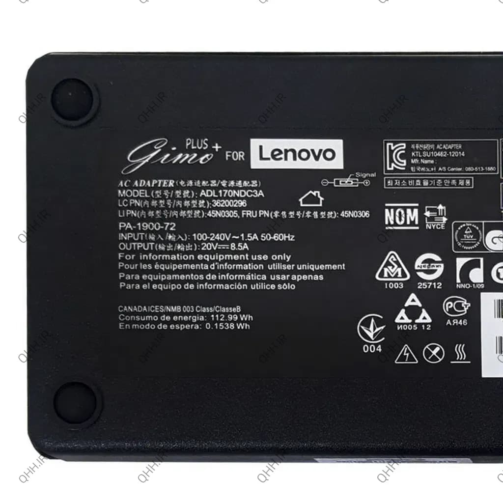 آداپتور لپ تاپ لنوو 20V 8.5A Gimo Plus سر یو اس بی — تصویر ۵