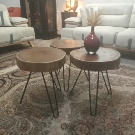 ست میز عسلی روستیک 3تایی مبلمان فرنا مدل 1135702