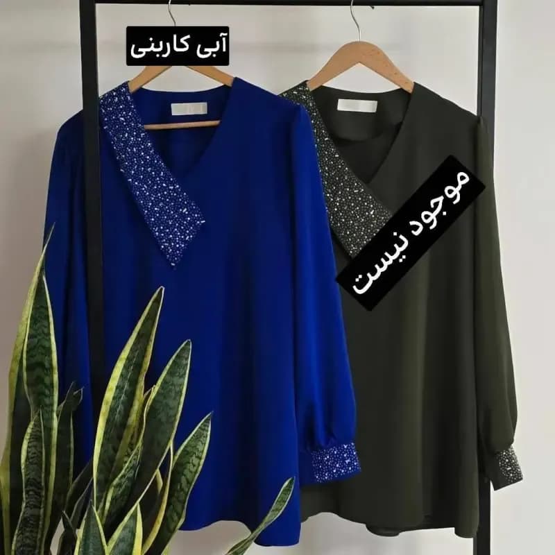 شومیز قواره دار زنانه کرپ الیزه درجه یک سایز بزرگ — تصویر ۵