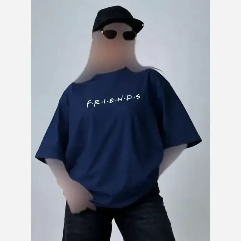 تیشرت باکسی طرح friends جنس پنبه سوپر فری سایز — تصویر ۶