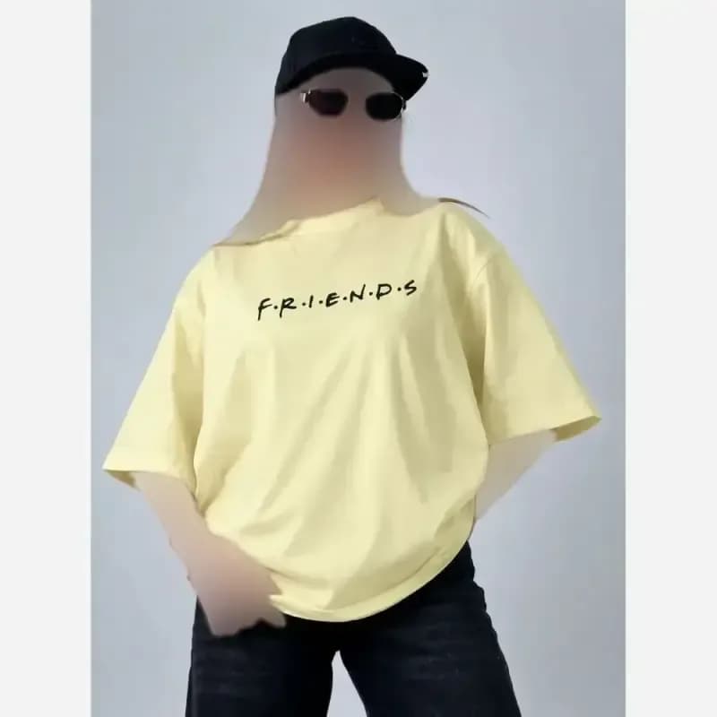 تیشرت باکسی طرح friends جنس پنبه سوپر فری سایز — تصویر ۸