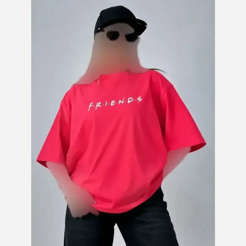 تیشرت باکسی طرح friends جنس پنبه سوپر فری سایز — تصویر ۷