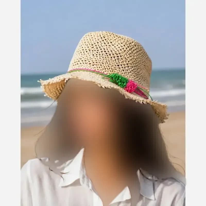 کلاه حصیری وارداتی فریسایز لبه 4 سانت — تصویر ۳