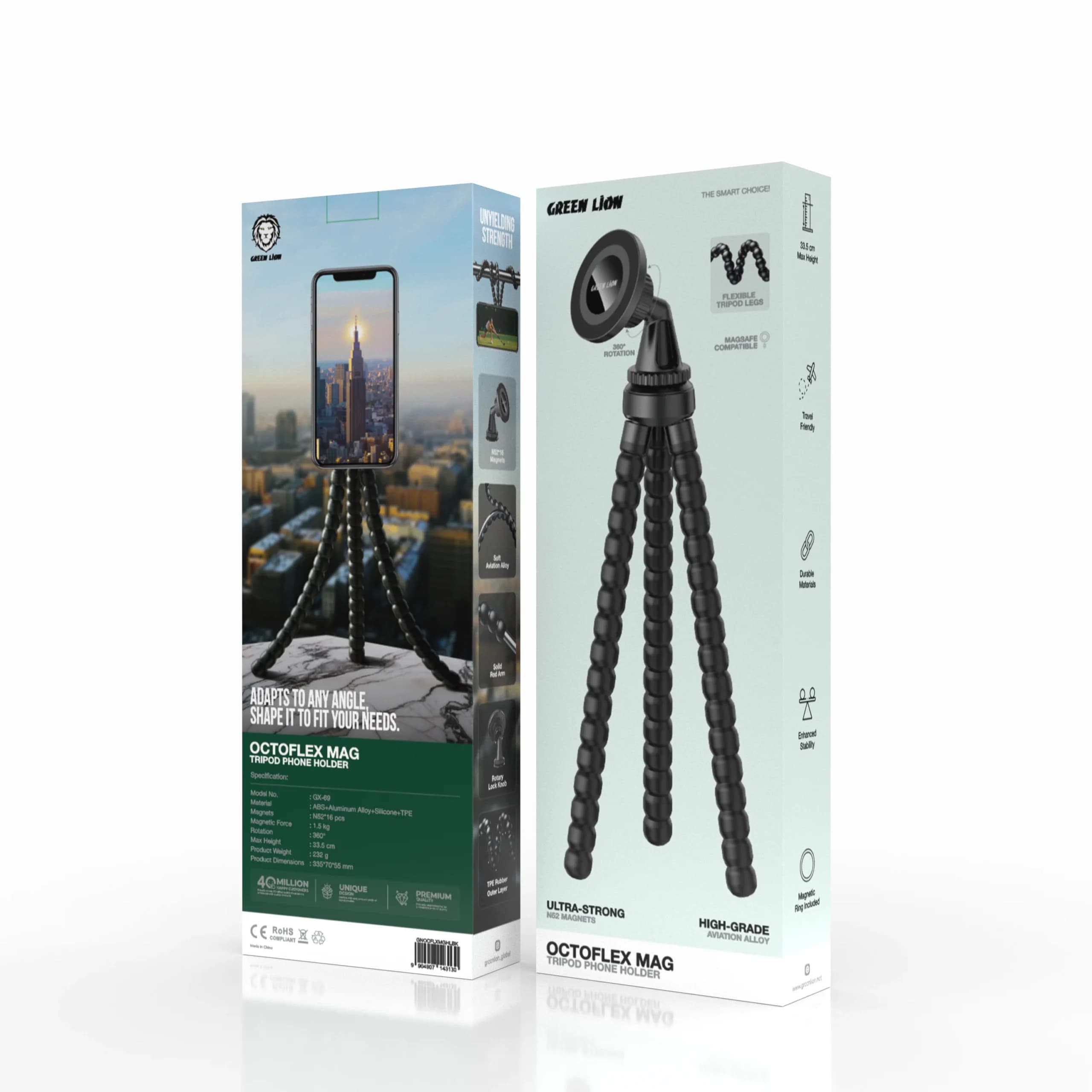پایه نگهدارنده گوشی موبایل Octoflex Mag مدل Green Lion به همراه سه پایه (3130)