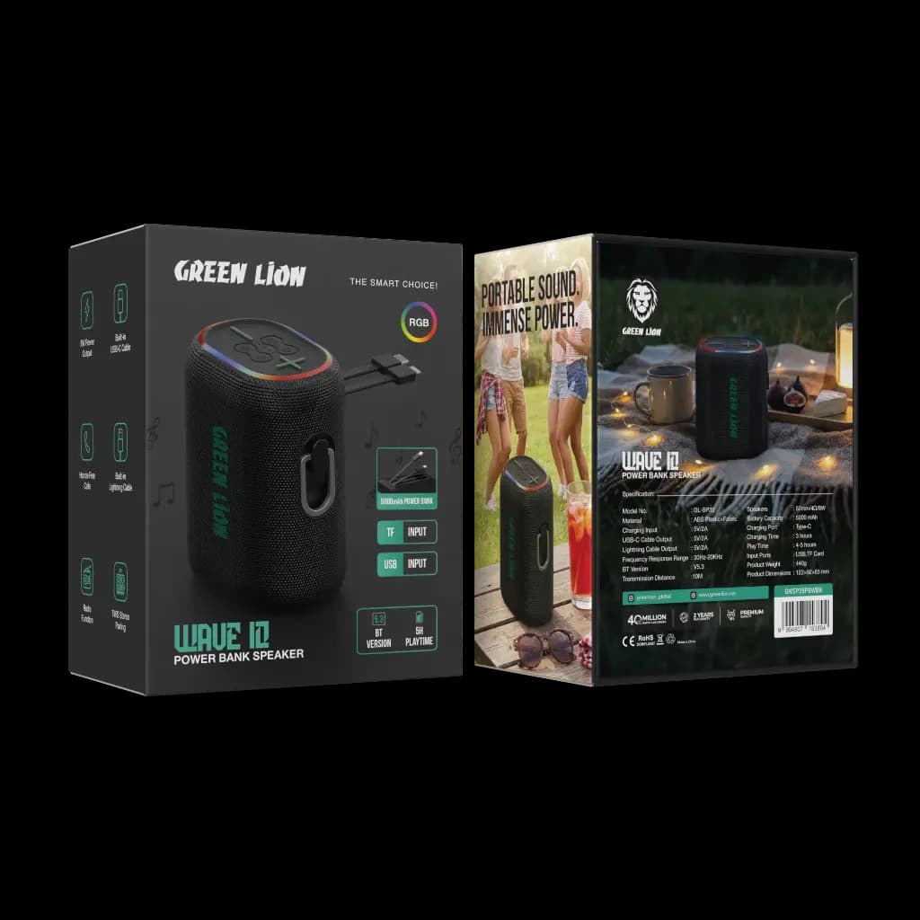 اسپیکر گرین لاین مدل WAVE 10 به همراه پاوربانک 5000 میلیآمپرساعت (3894)