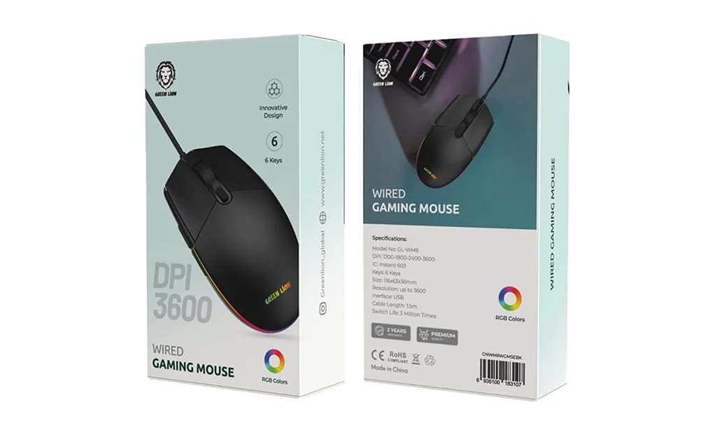 ماوس گیمینگ سیمی گرین لاین Green lion Wired Gaming Mouse(3107)